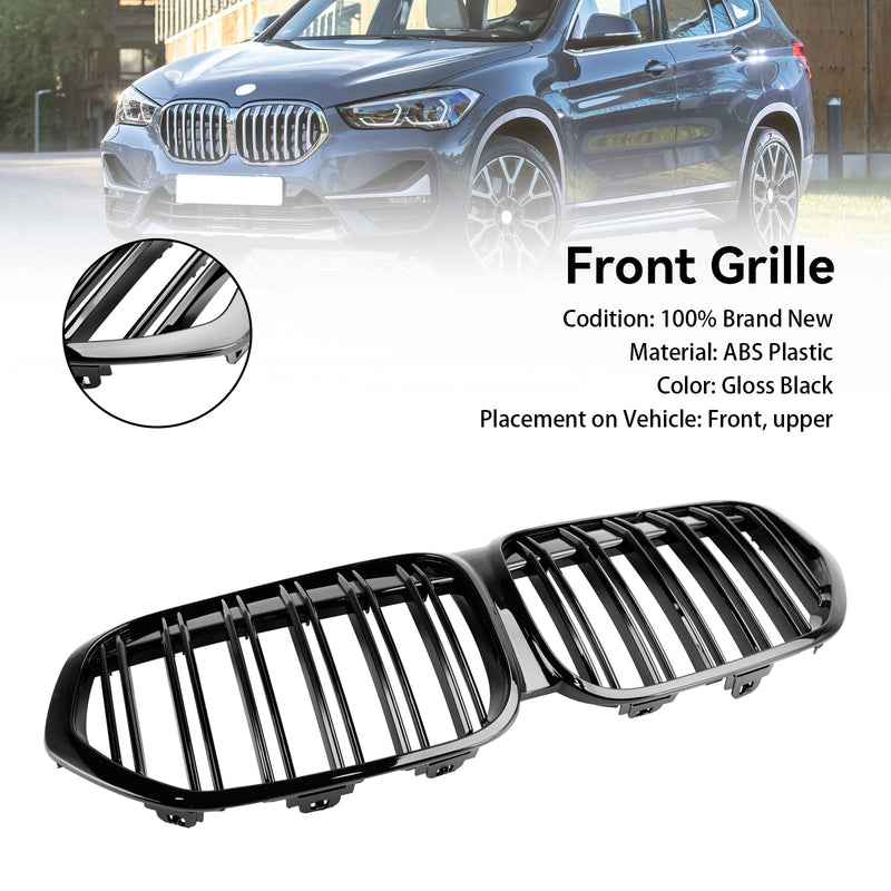 2019-2021 BMW X1 F48 F49 Dual Slat Gloss Black Front Kidney Grill