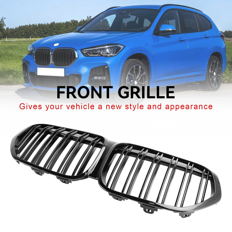 2019-2021 BMW X1 F48 F49 Dual Slat Gloss Black Front Kidney Grill