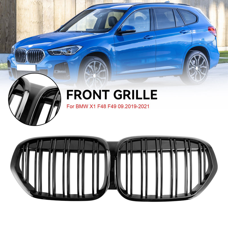 BMW X1 F48 F49 2019-2021 Dual Slat Gloss Black Front Kidney Grill