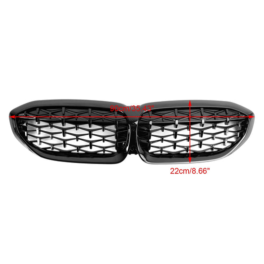 2019-2022 BMW 3 Series G20 Diamond Black Kidney Grille Grill 51138072085