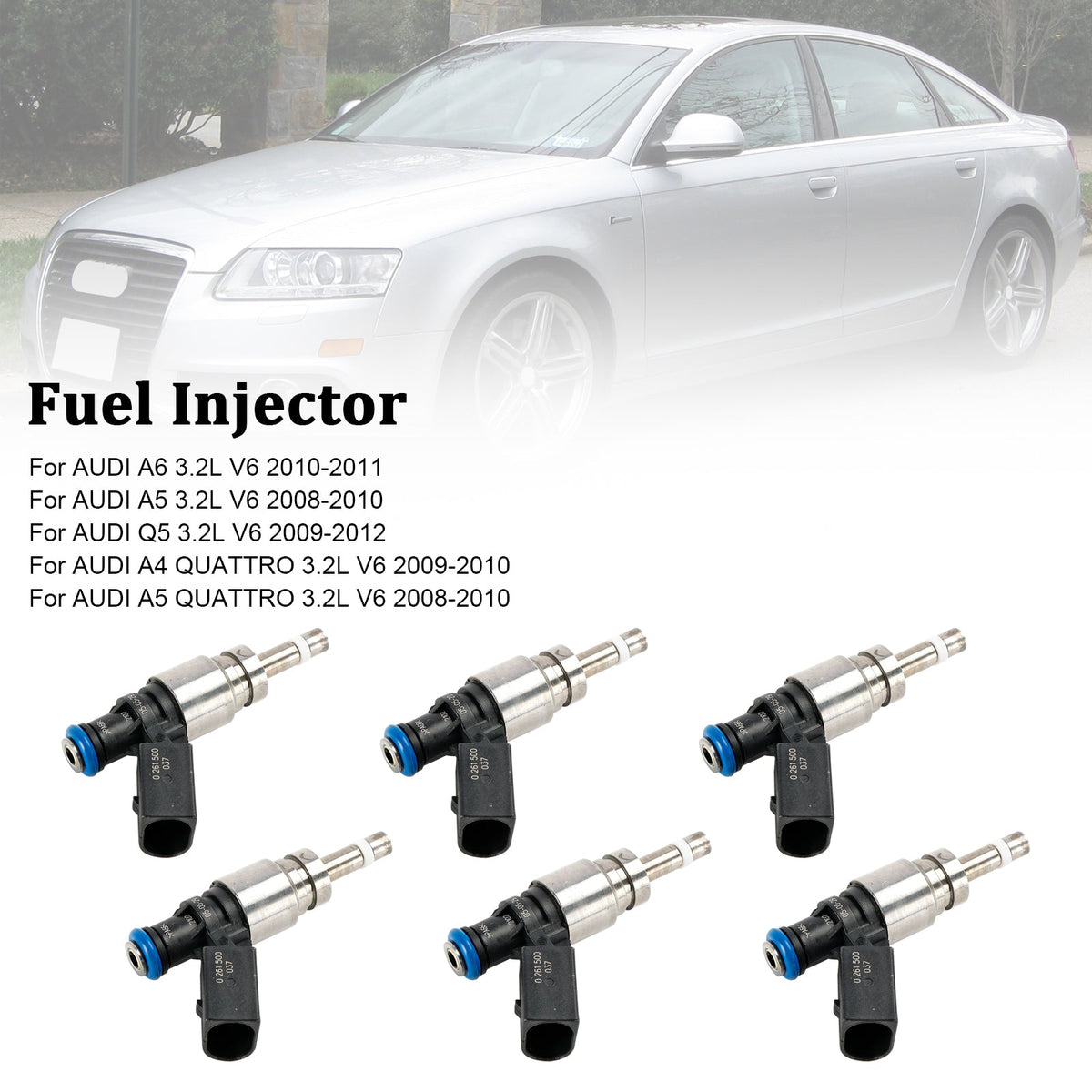 2008-2011 Audi Q5 A4 A5 A6 3.2L V6 0261500037 6PCS Fuel Injector 06E906036F