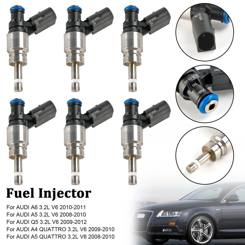 2008-2011 Audi Q5 A4 A5 A6 3.2L V6 0261500037 6PCS Fuel Injector 06E906036F
