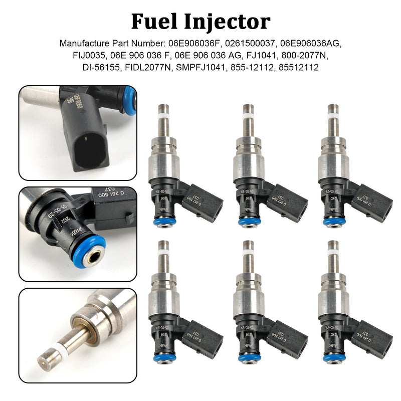 2008-2011 Audi Q5 A4 A5 A6 3.2L V6 0261500037 6PCS Fuel Injector 06E906036F
