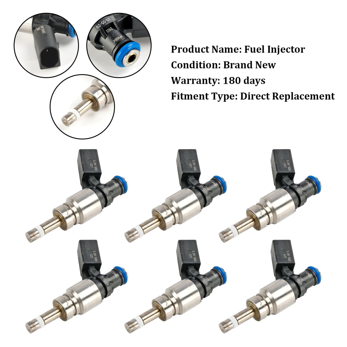 2008-2011 Audi Q5 A4 A5 A6 3.2L V6 0261500037 6PCS Fuel Injector 06E906036F