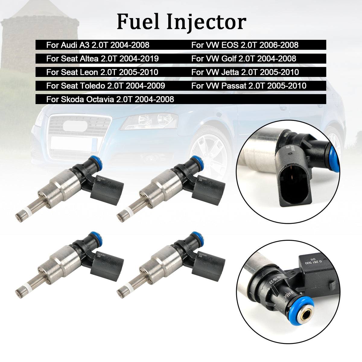 Audi A4 Avant 8E5 2.0 FSI 2002-2004 06D906036B 4PCS Fuel Injector 0261500011