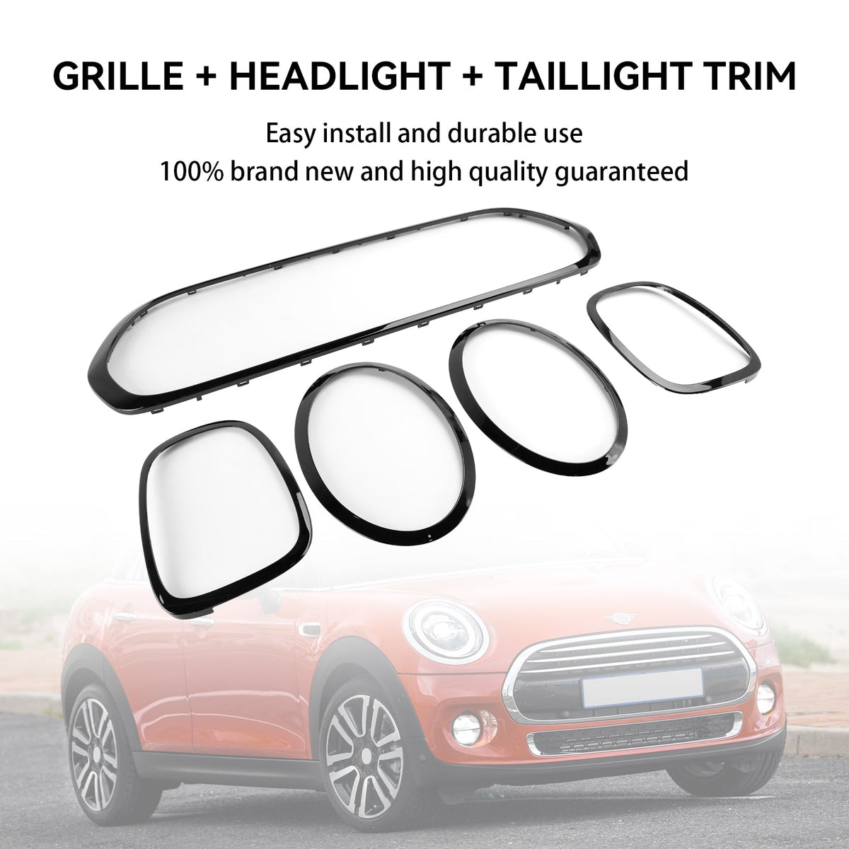 2014-2021 Mini Cooper F55 F56 F57 Black Grill + Headlight + Taillight Trim 51137449207