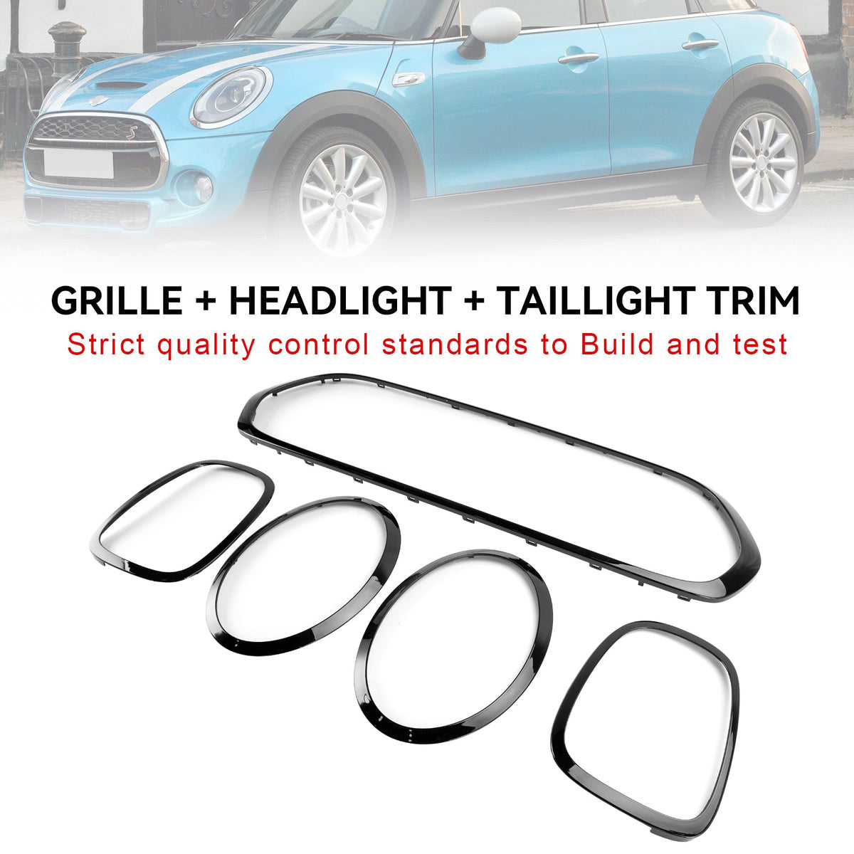 2014-2021 Mini Cooper F55 F56 F57 Black Grill + Headlight + Taillight Trim 51137449207