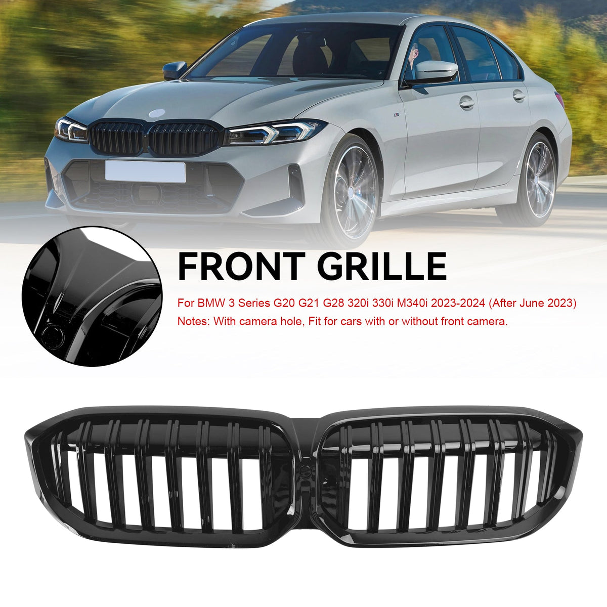 2023-2024 BMW G20 320i 330i M340i Gloss Black Front Kidney Grille Grill