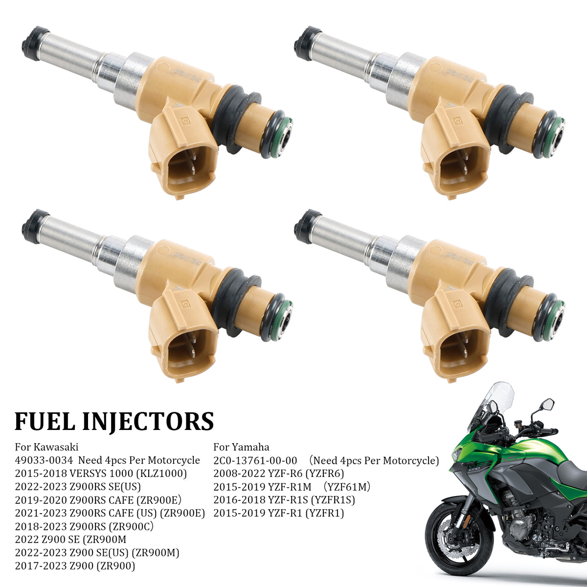 Yamaha YZF R1 R6 4PCS 49033-0034 297500-0640 Fuel Injectors 2C0-13761-00-00
