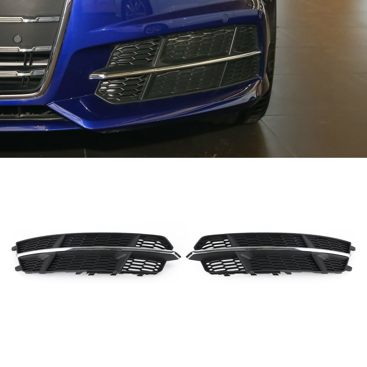 2016-2018 Audi A6 C7 S-Line Black Chrome Front Bumper Lower Grill