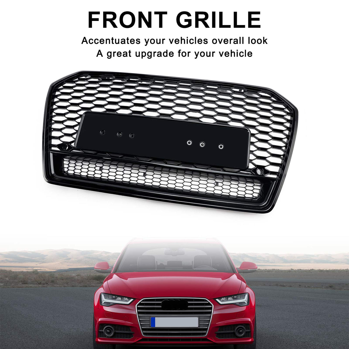 2016-2018 Audi A6 S6 C7 Black RS6 Style Honeycomb Mesh Front Grill