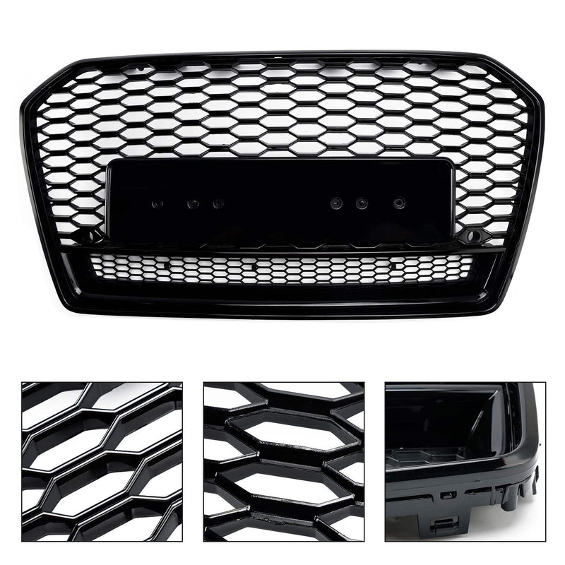 2016-2018 Audi A6 S6 C7 Black RS6 Style Honeycomb Mesh Front Grill
