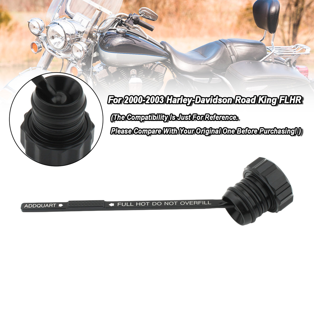 2000-2006 Touring Road King Electra Glide Black Oil Dipstick Tank Cap Plug 0710-0121