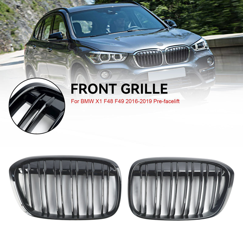 2016-2019 BMW X1 F48 F49 2PCS Gloss Black Front Kidney Grill