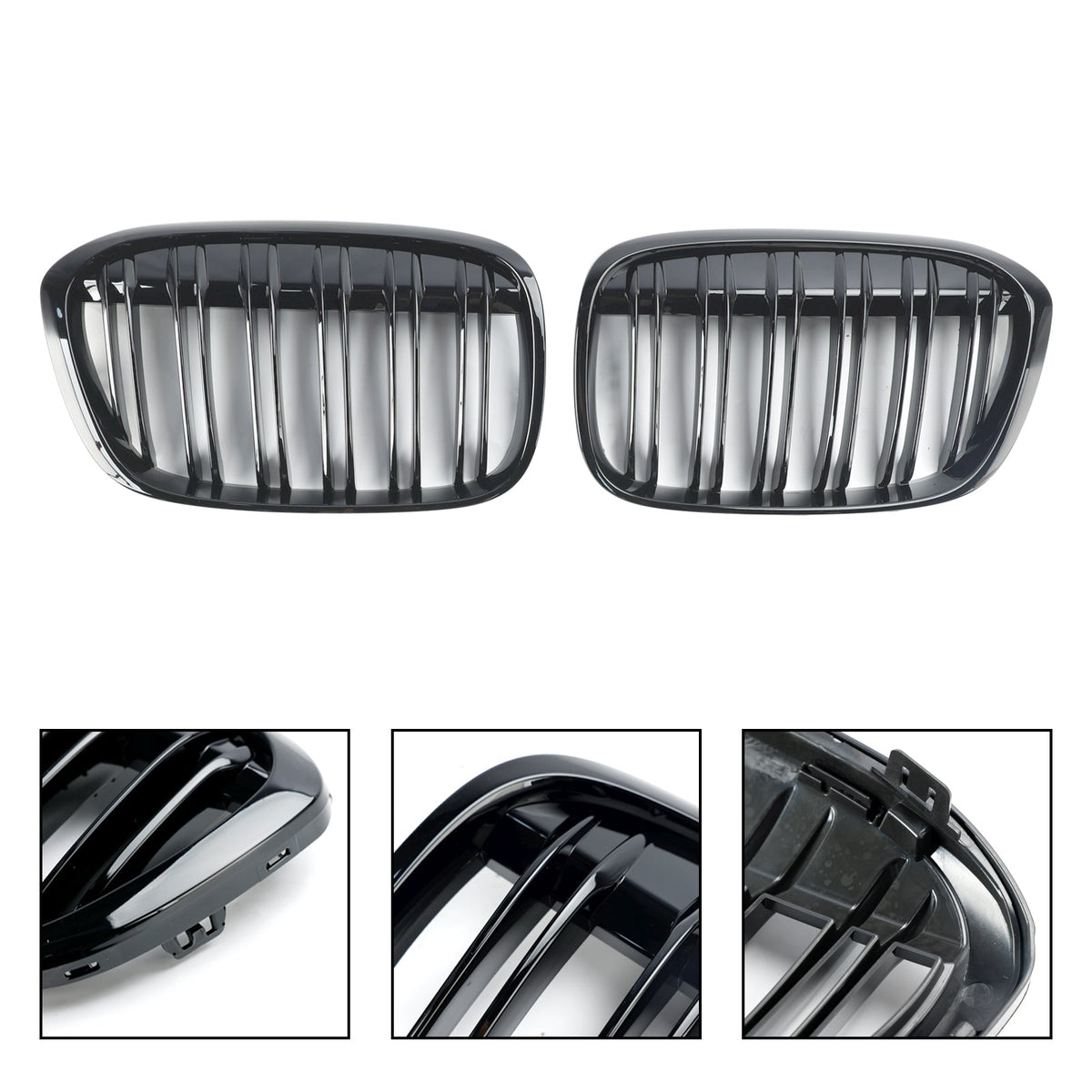 BMW X1 F48 F49 2016-2019 2PCS Gloss Black Front Kidney Grill