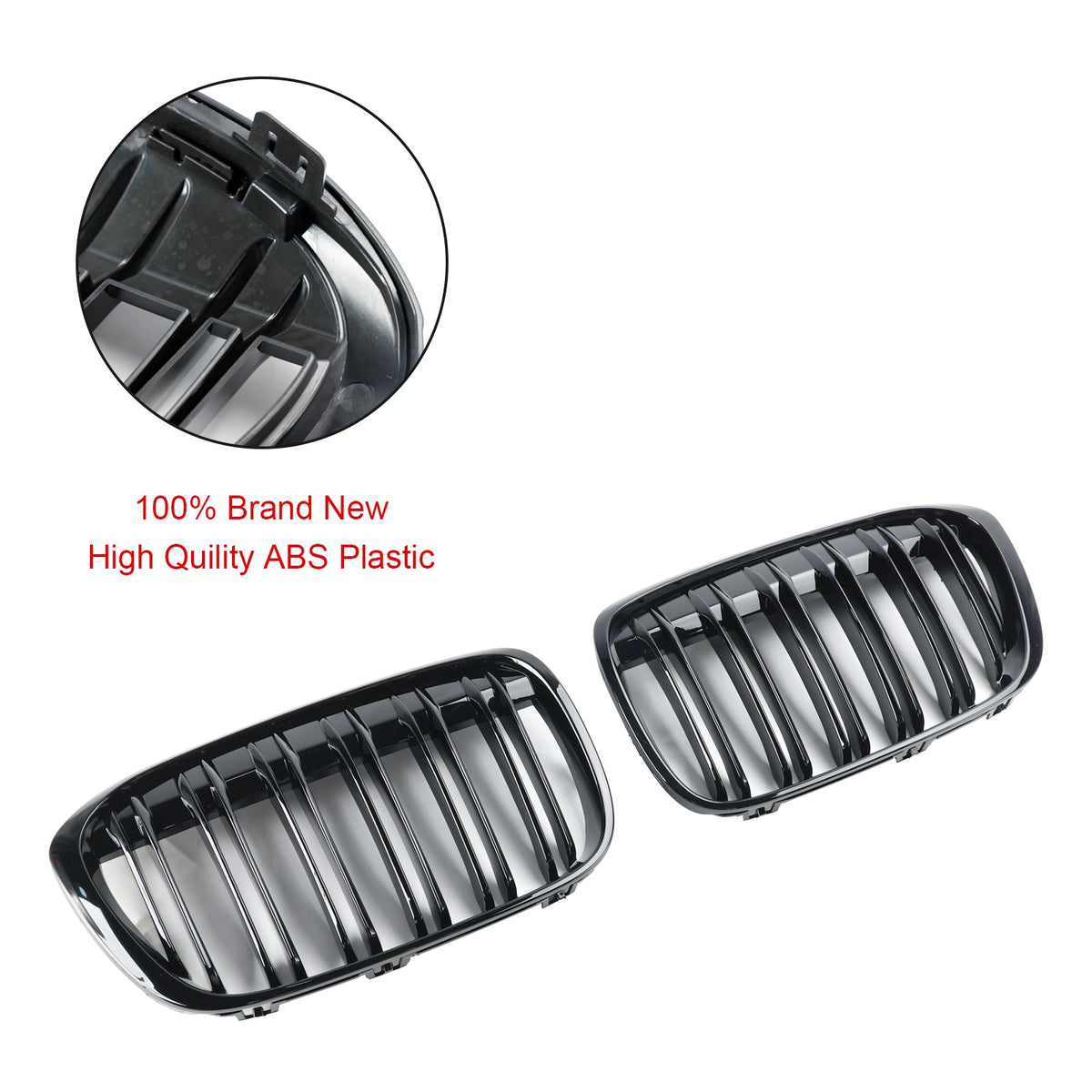 2016-2019 BMW X1 F48 F49 2PCS Gloss Black Front Kidney Grill