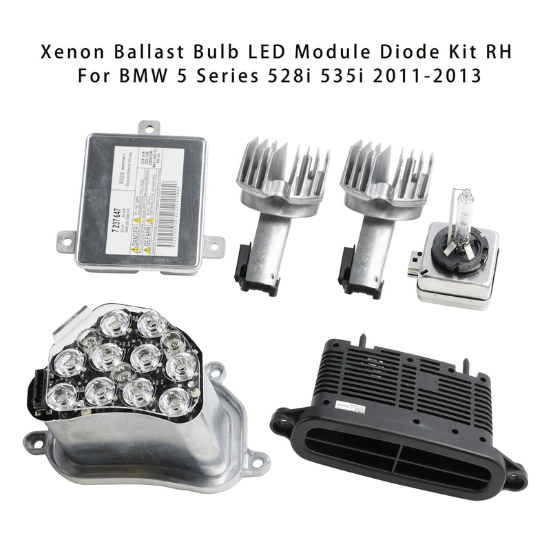 2011-2013 BMW 5 Series 528i 535i Xenon Ballast Bulb LED Module Diode Kit RH