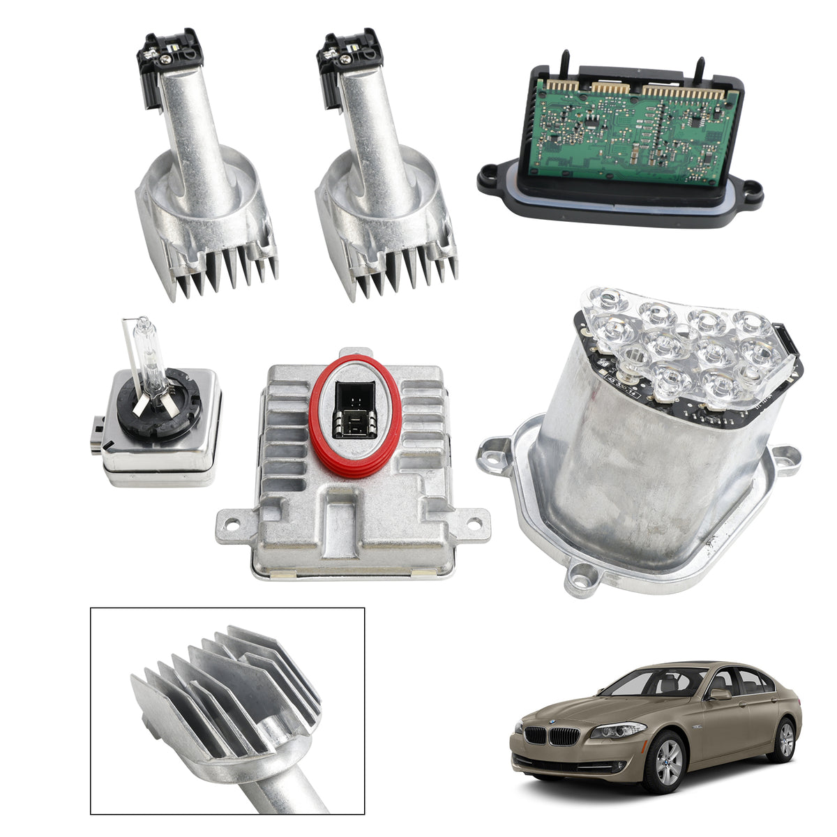 2011-2013 BMW 5 Series 528i 535i Xenon Ballast Bulb LED Module Diode Kit RH