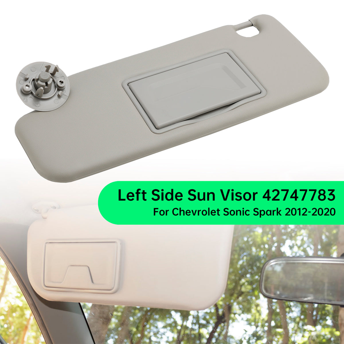 2012-2020 Chevy Sonic Spark Sun Visor Left Driver Side 42747783 Gray