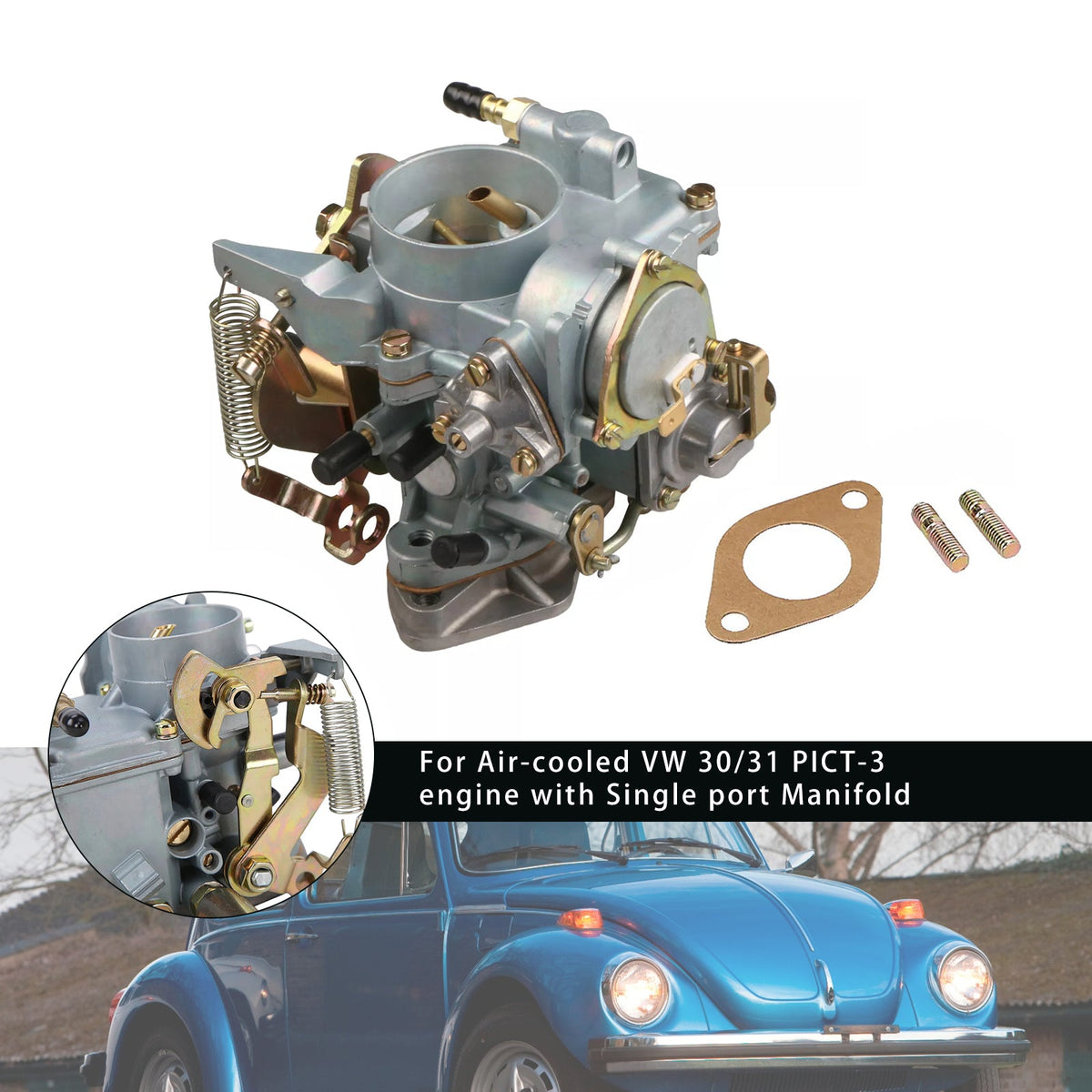 VW Beetle 30/31 PICT-3 Type 1&2 Bug Bus Ghia W/ Gasket Carburetor 113129029A