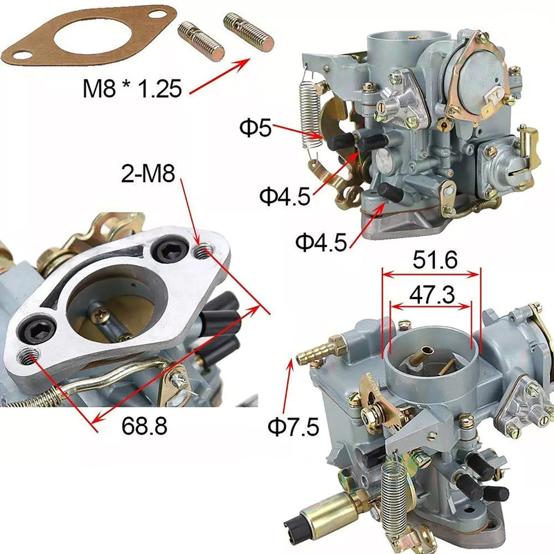 VW Beetle 30/31 PICT-3 Type 1&2 Bug Bus Ghia W/ Gasket Carburetor 113129029A