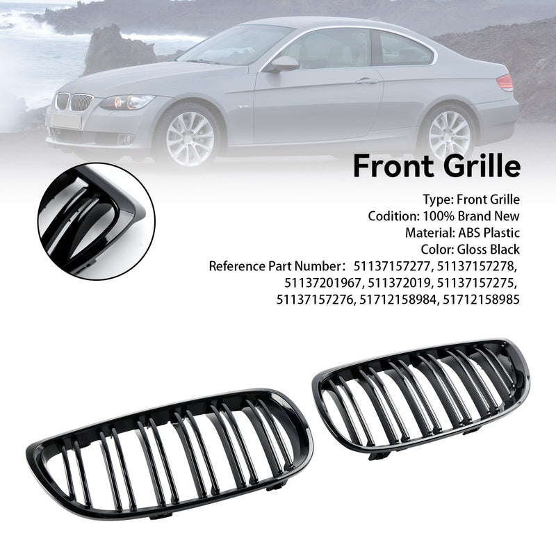 2008-2013 BMW 3-Series M3 E92/E93 All Model Gloss Black Front Kidney Grill 51137157277 51137157278