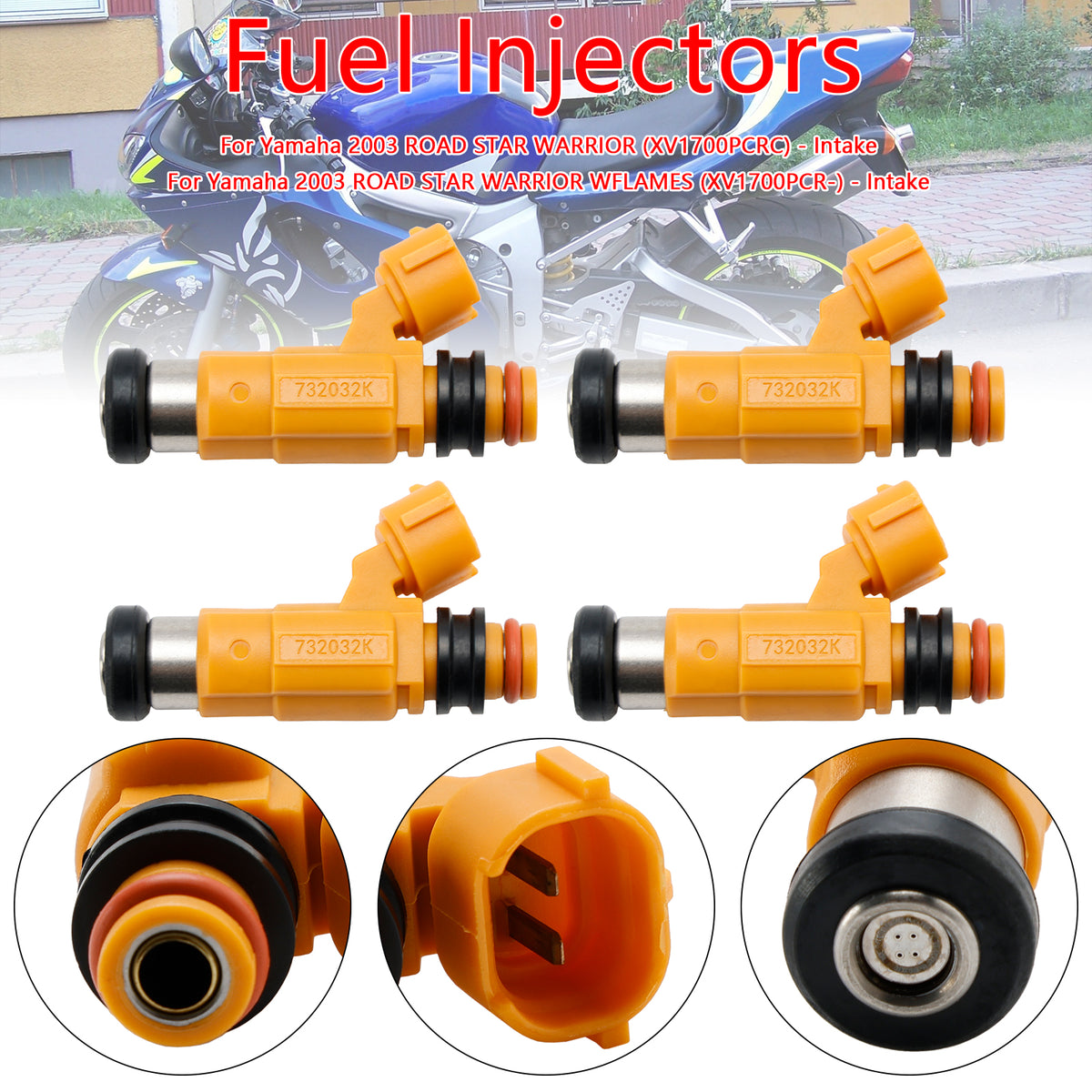 Yamaha FJR1300 Road Star Warrior XV1700 4PCS Fuel Injectors 5FL-13761-00-00