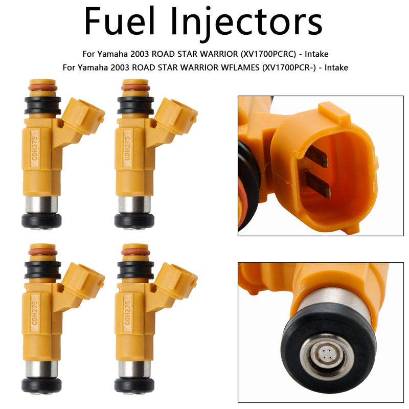 Yamaha FJR1300 Road Star Warrior XV1700 4PCS Fuel Injectors 5FL-13761-00-00