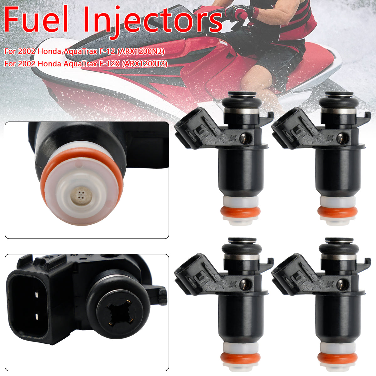 Honda AquaTrax F12 F12X 2002-2007 R12 R12X 2003-2007 4PCS 16450-HW1-672 Fuel Injectors