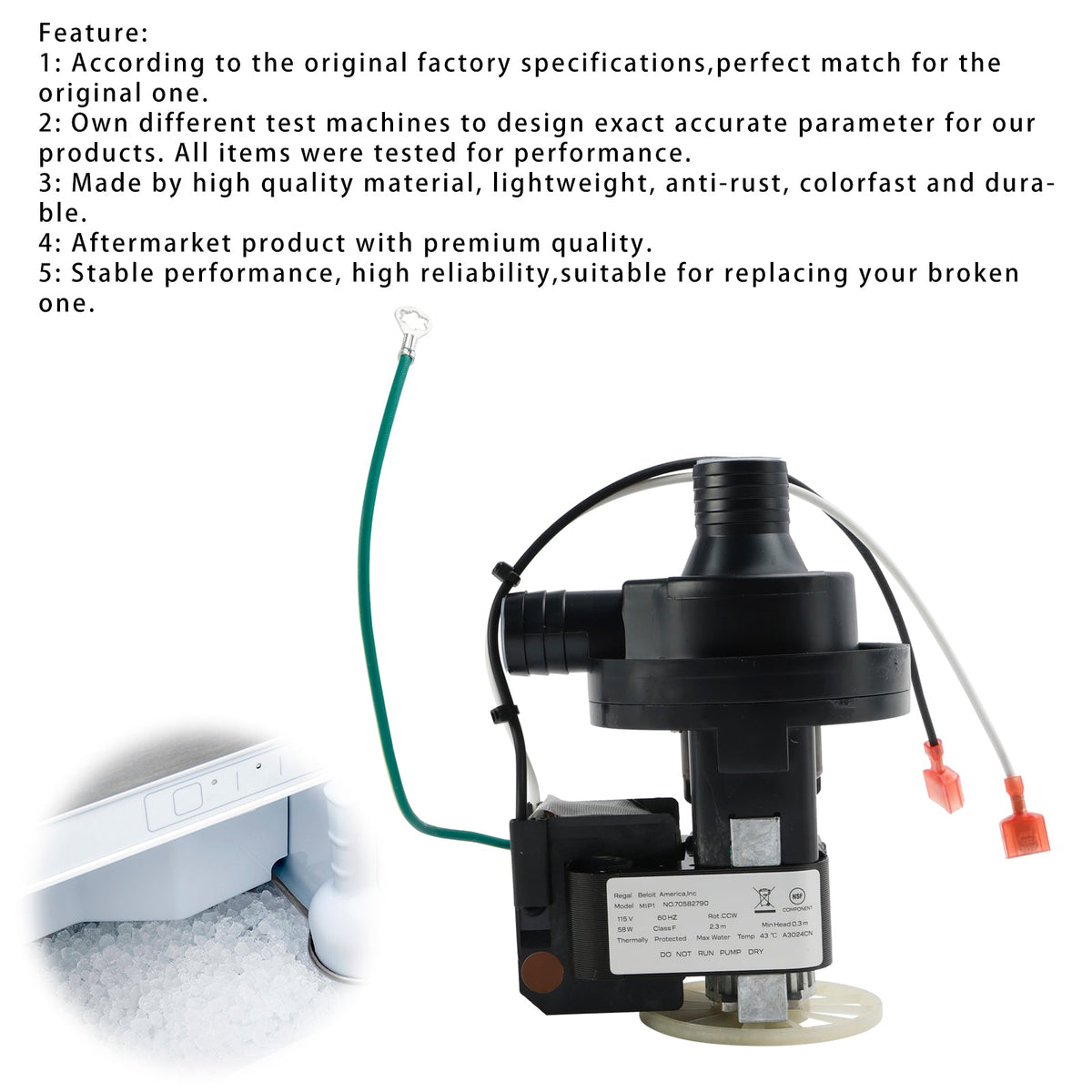 040006556 Pump Water 115/60/1  9" Height  9" Width  7" Length
