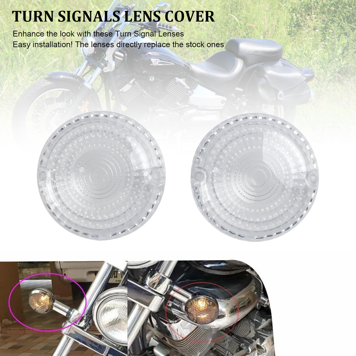 Yamaha V-Star1100 XVS650 Road Star Clear Front/Rear Turn Signals Lens Cover