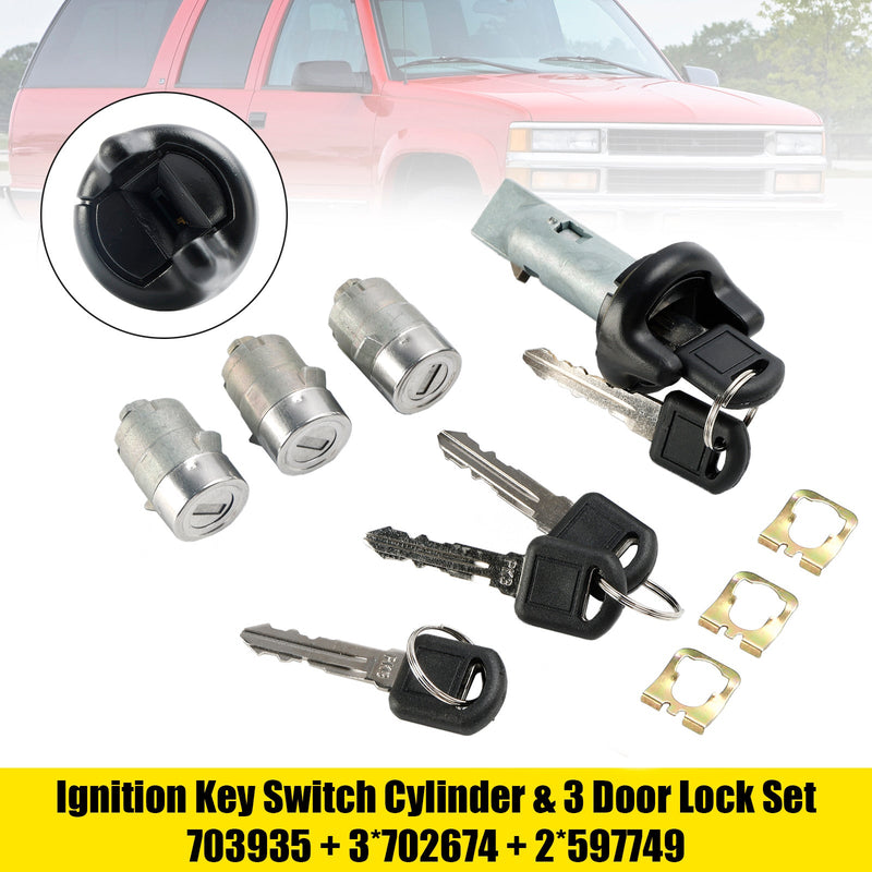 Ignition Switch Cylinder & 3 Door Lock Set W/2 Keys For Suburban Tahoe 98-1999