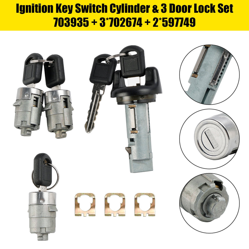 Ignition Switch Cylinder & 3 Door Lock Set W/2 Keys For Suburban Tahoe 98-1999
