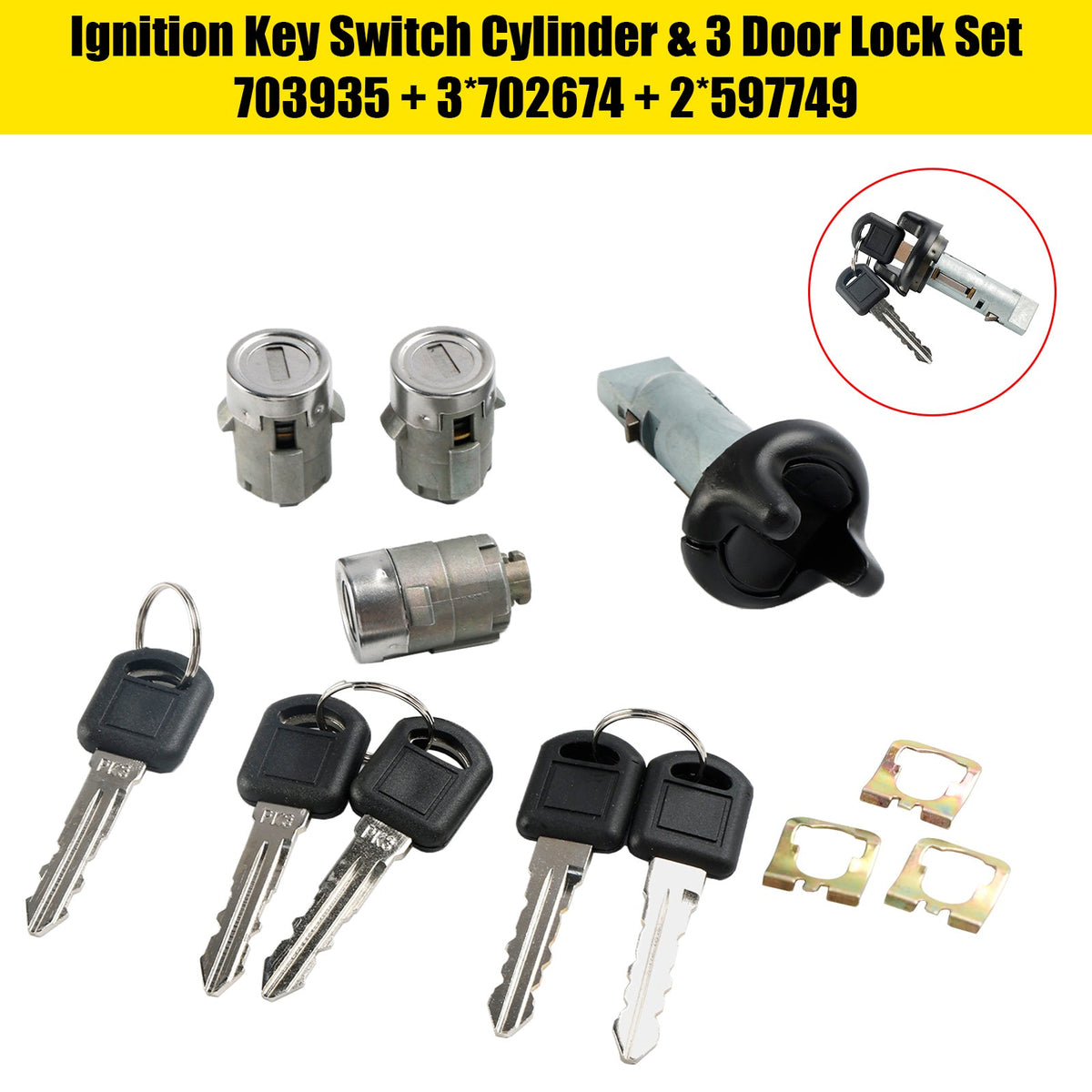 Ignition Switch Cylinder & 3 Door Lock Set W/2 Keys For Suburban Tahoe 98-1999