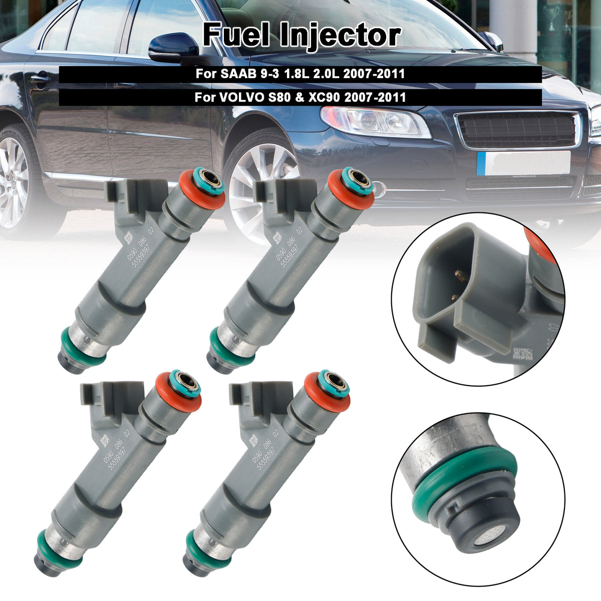 SAAB 9-3 2.0L Turbo 2007-2011 8653608 4PCS Fuel Injector 55559397