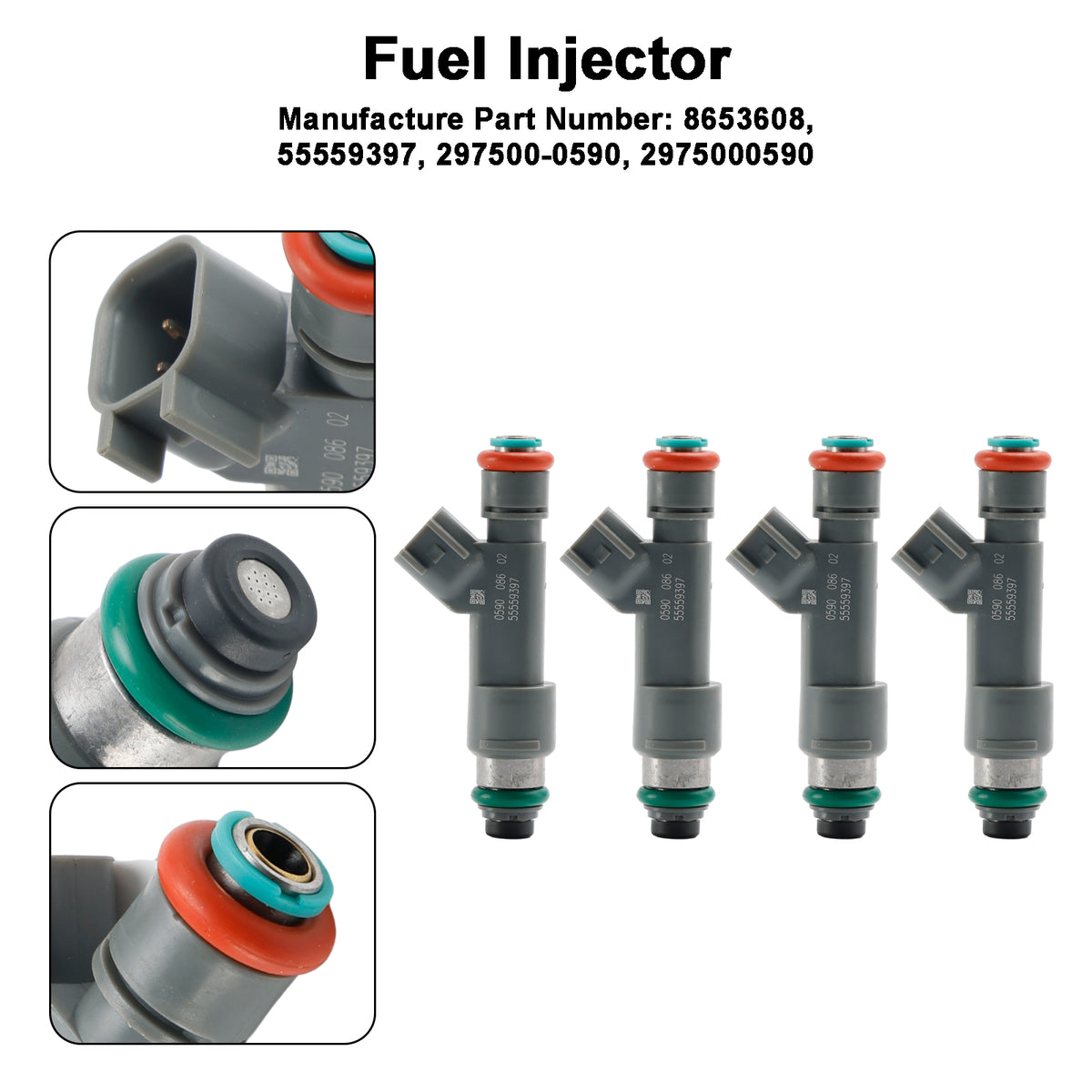 SAAB 9-3 2.0L Turbo 2007-2011 8653608 4PCS Fuel Injector 55559397