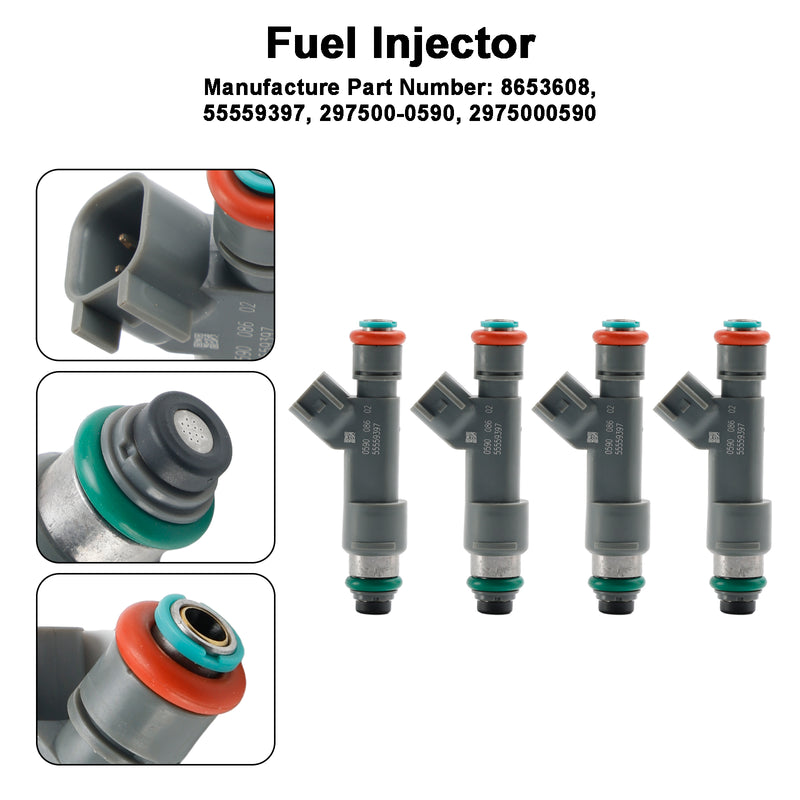 SAAB 9-3 2.0L Turbo 2007-2011 8653608 4PCS Fuel Injector 55559397