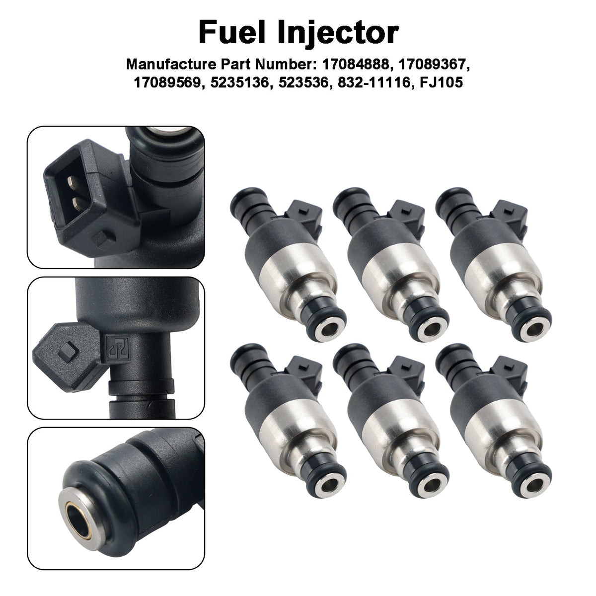 6PCS 17089569 Fuel Injector 5235136 Fit GM 2.8L 3.1L 3.3L V6 1985-1994 17084888
