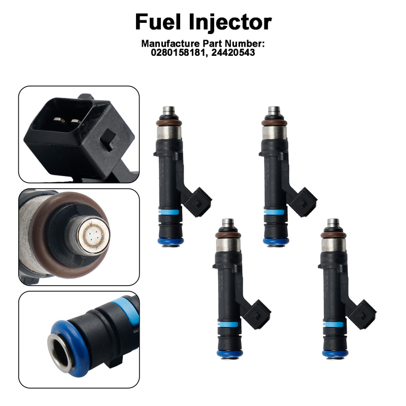 VAUXHALL 1.0 1.2 1.4 0280158181 4PCS PETROL ENGINE FUEL INJECTOR 24420543