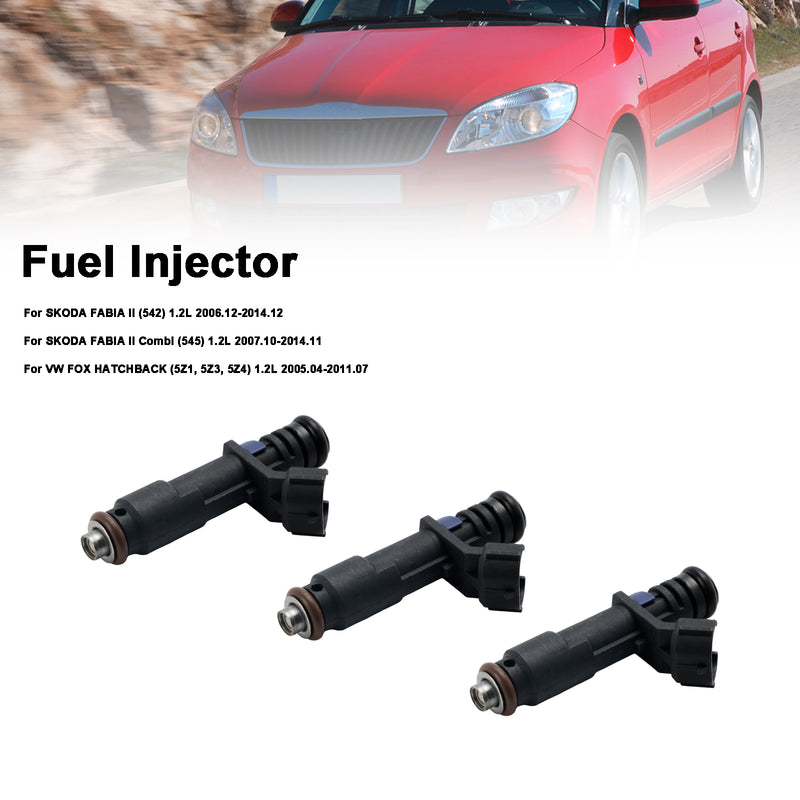 VW Fox Hatchback Fit Skoda Fabia II 1.2L 3PCS Fuel Injector 03D906031G