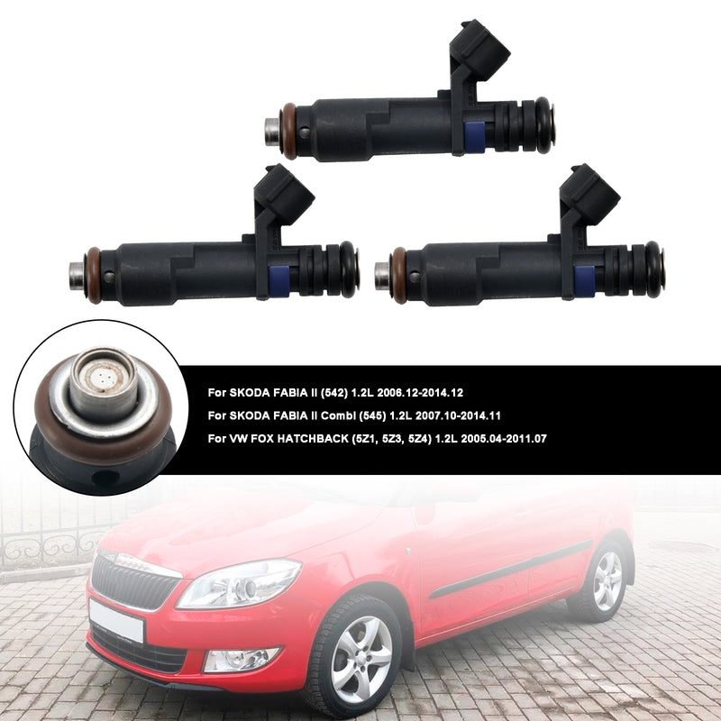 VW Fox Hatchback Fit Skoda Fabia II 1.2L 3PCS Fuel Injector 03D906031G