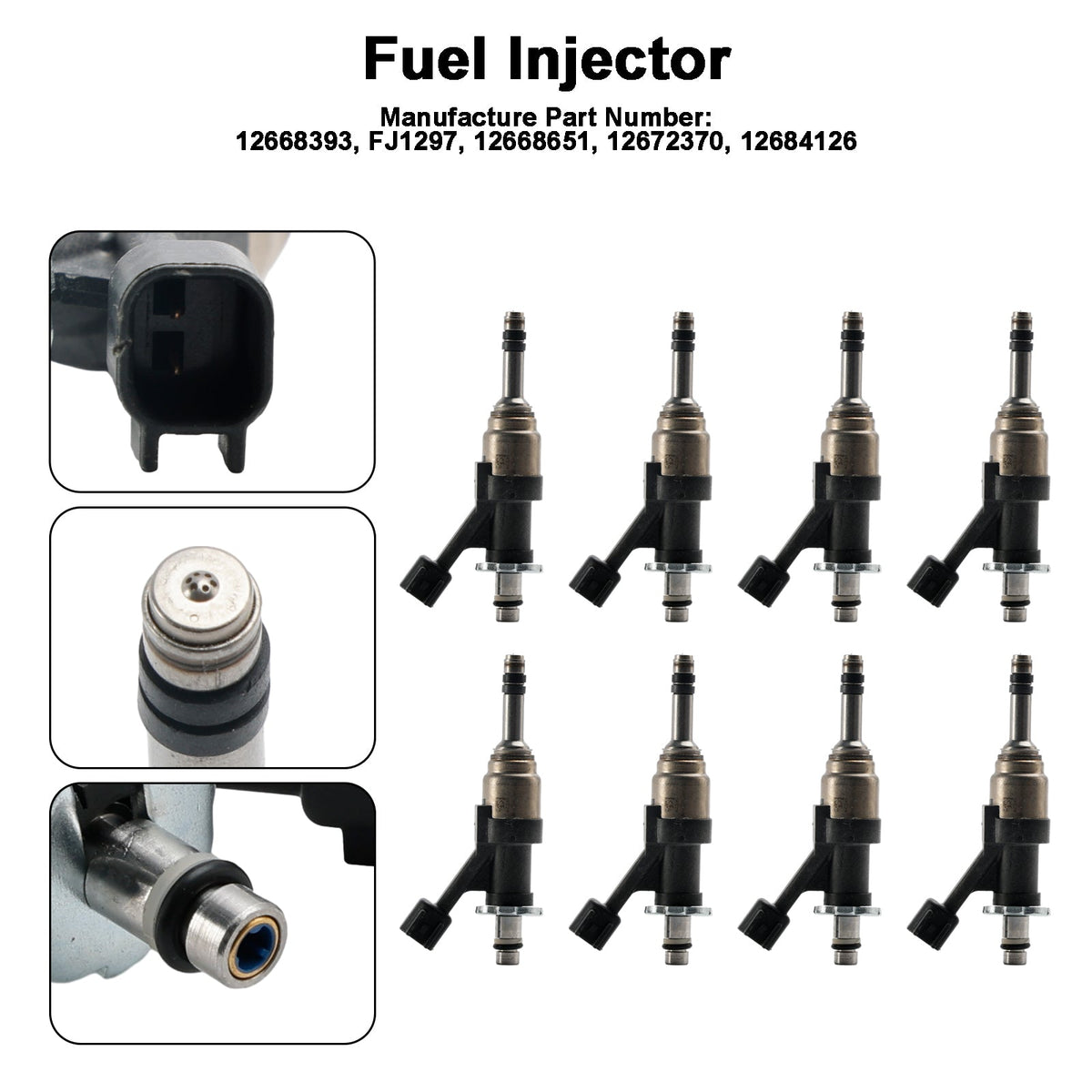 8PCS Fuel Injector 12668393 Fit Cadillac Escalade 2015-2018 Fit Camaro 16-18