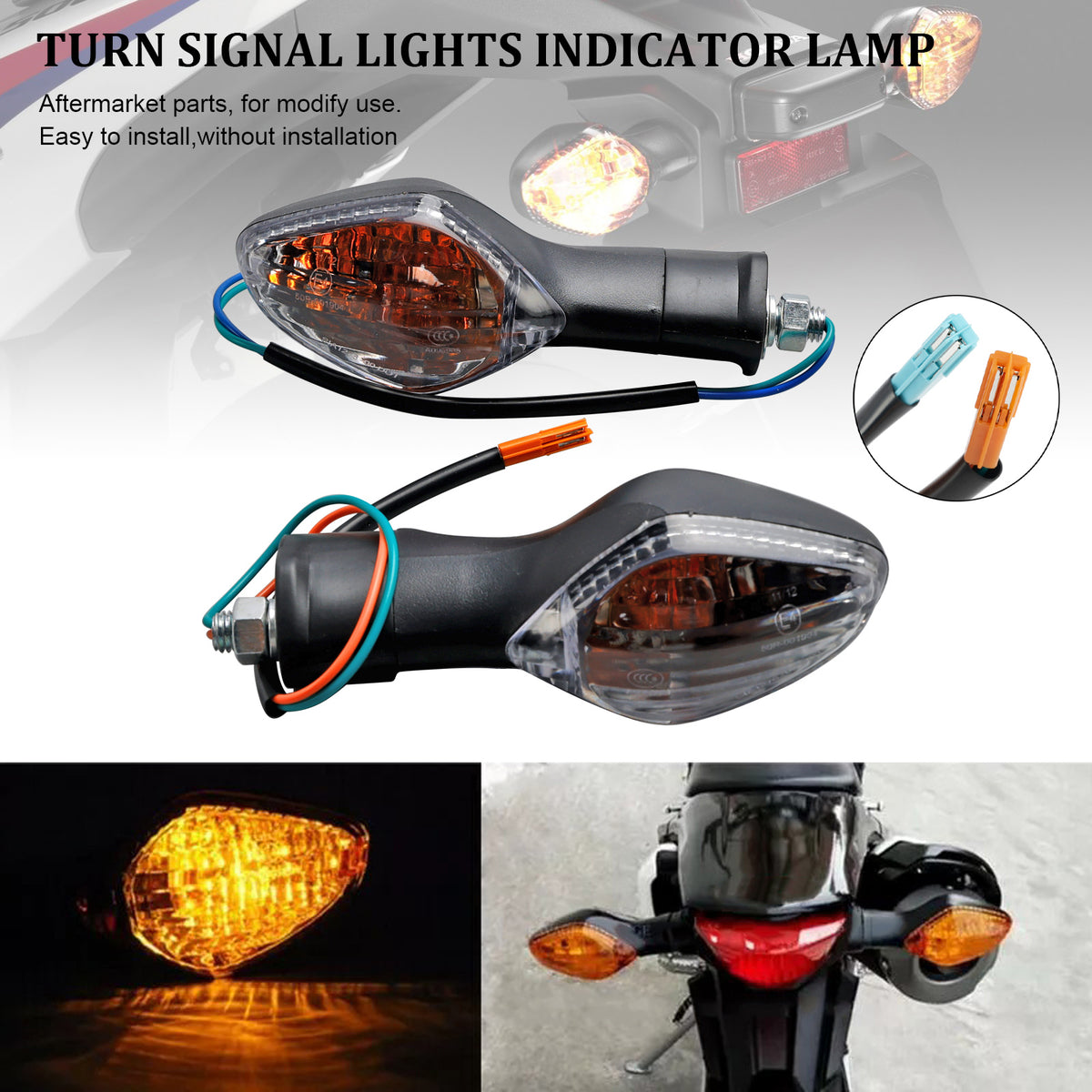 Honda CBR500 CBR650F CTX700 MSX125 Clear Turn Signal Lights Indicator Lamp