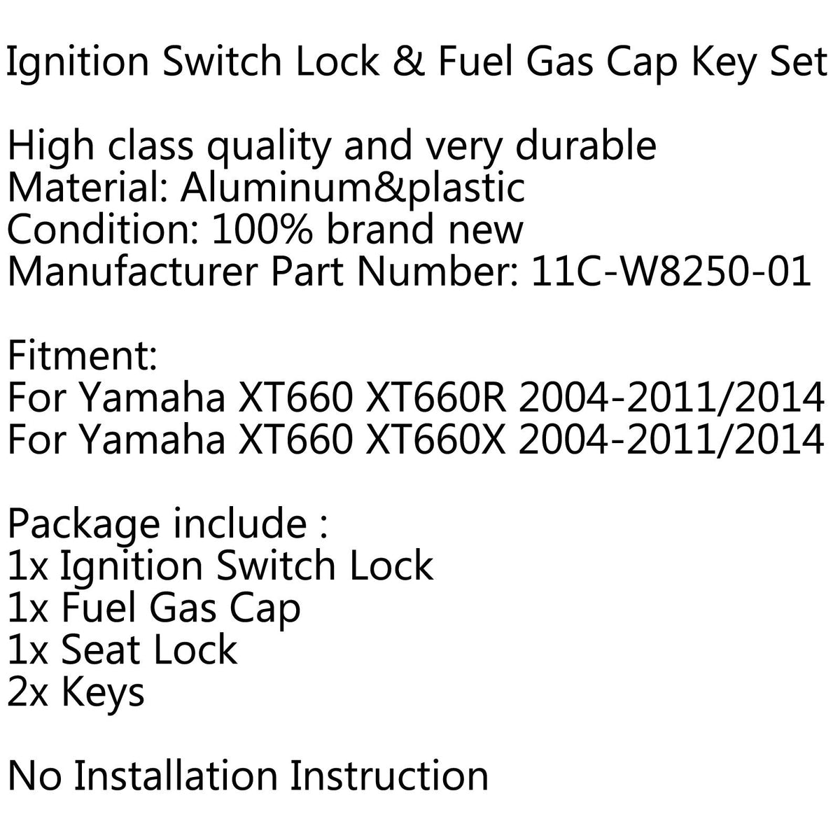 Yamaha XT660 XT660 R/X 2004-2011 Ignition Switch Seat Gas Cap Cover Lock Key Set