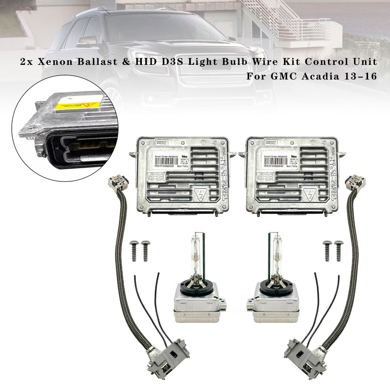 2013-2016 GMC Acadia 2x Xenon Ballast & HID D3S Light Bulb Wire Kit Control Unit