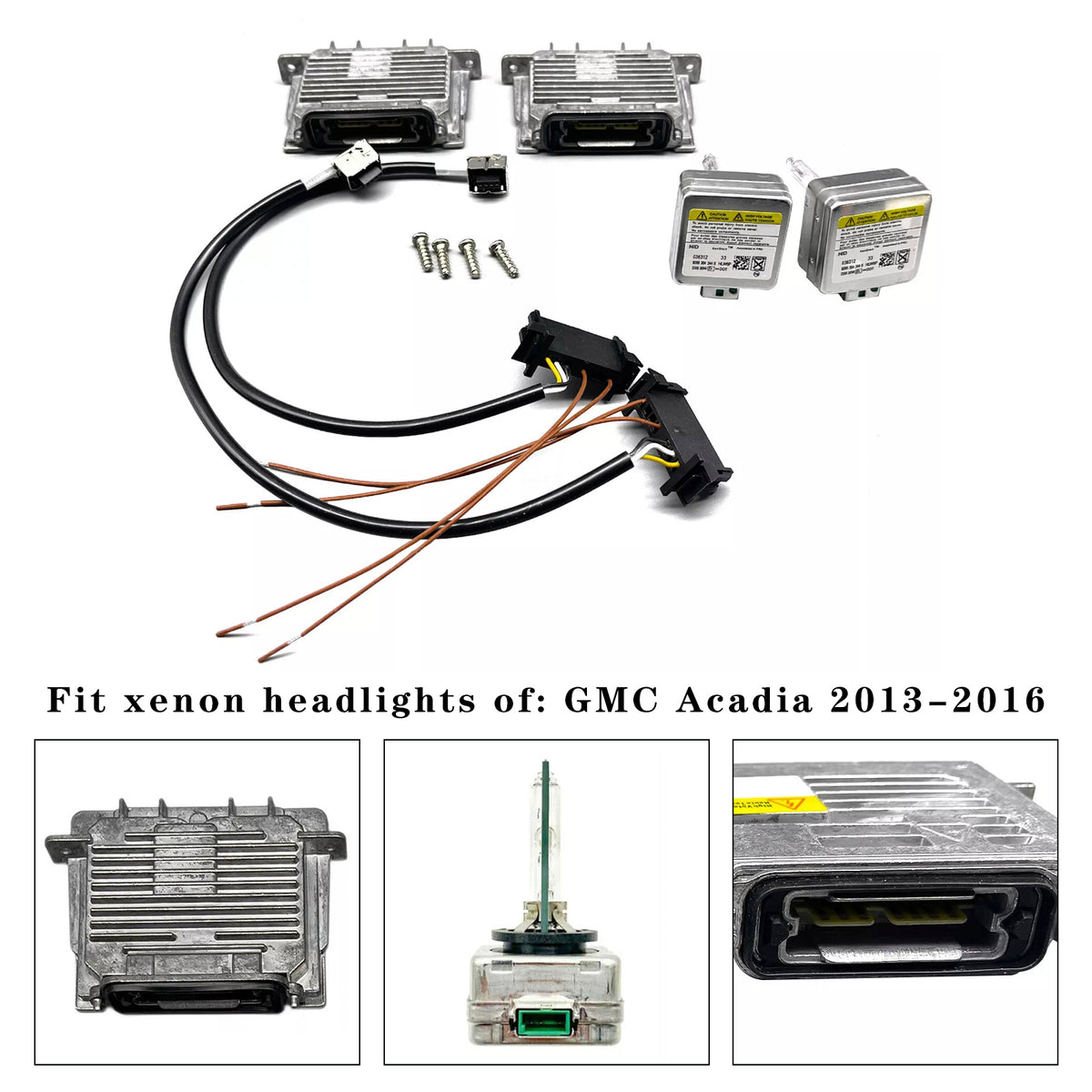 2013-2016 GMC Acadia 2x Xenon Ballast & HID D3S Light Bulb Wire Kit Control Unit