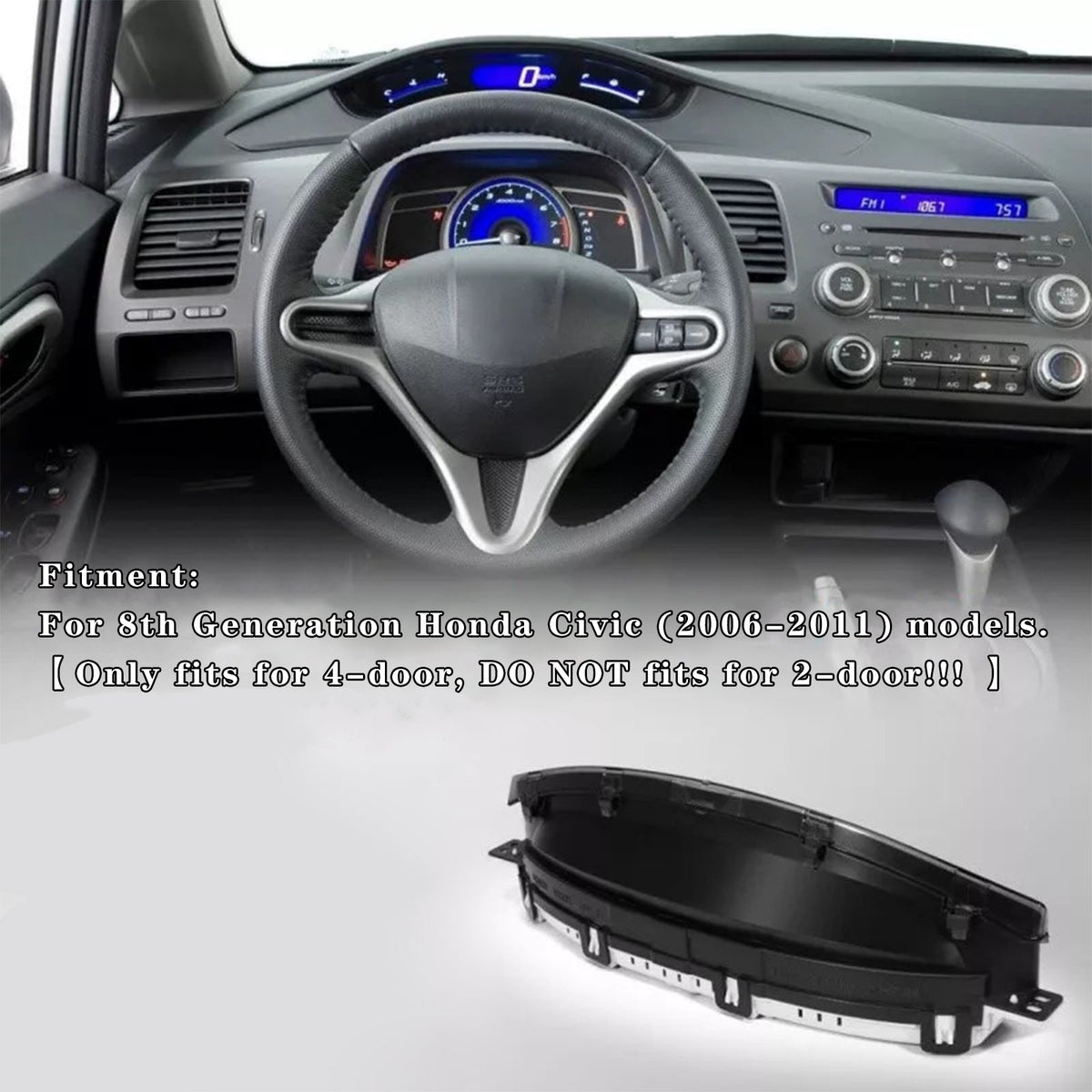 Speedometer Upper Dash Display Gauge Instrument For Honda Civic Sedan 06-11