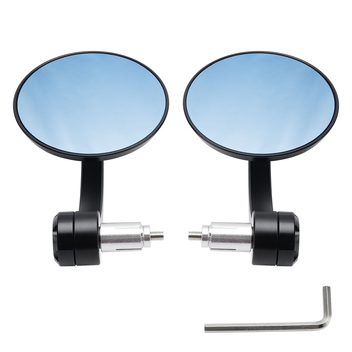 CNC ALU 7/8" Handle Bar End Rearview Mirrors Motorcycle Scooter Blue Mirror