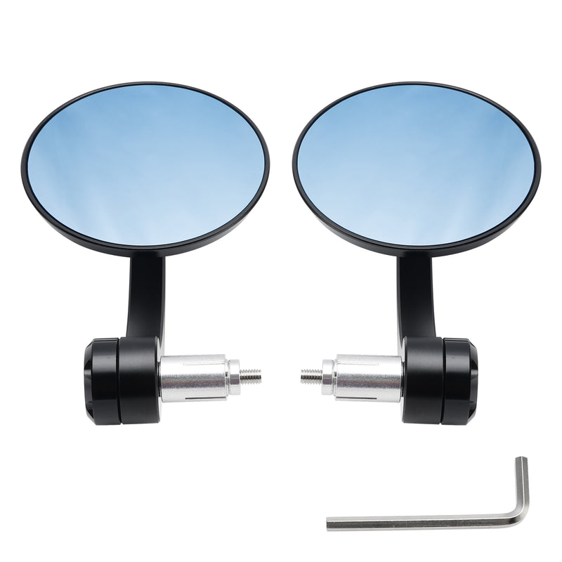 CNC ALU 7/8" Handle Bar End Rearview Mirrors Motorcycle Scooter Blue Mirror
