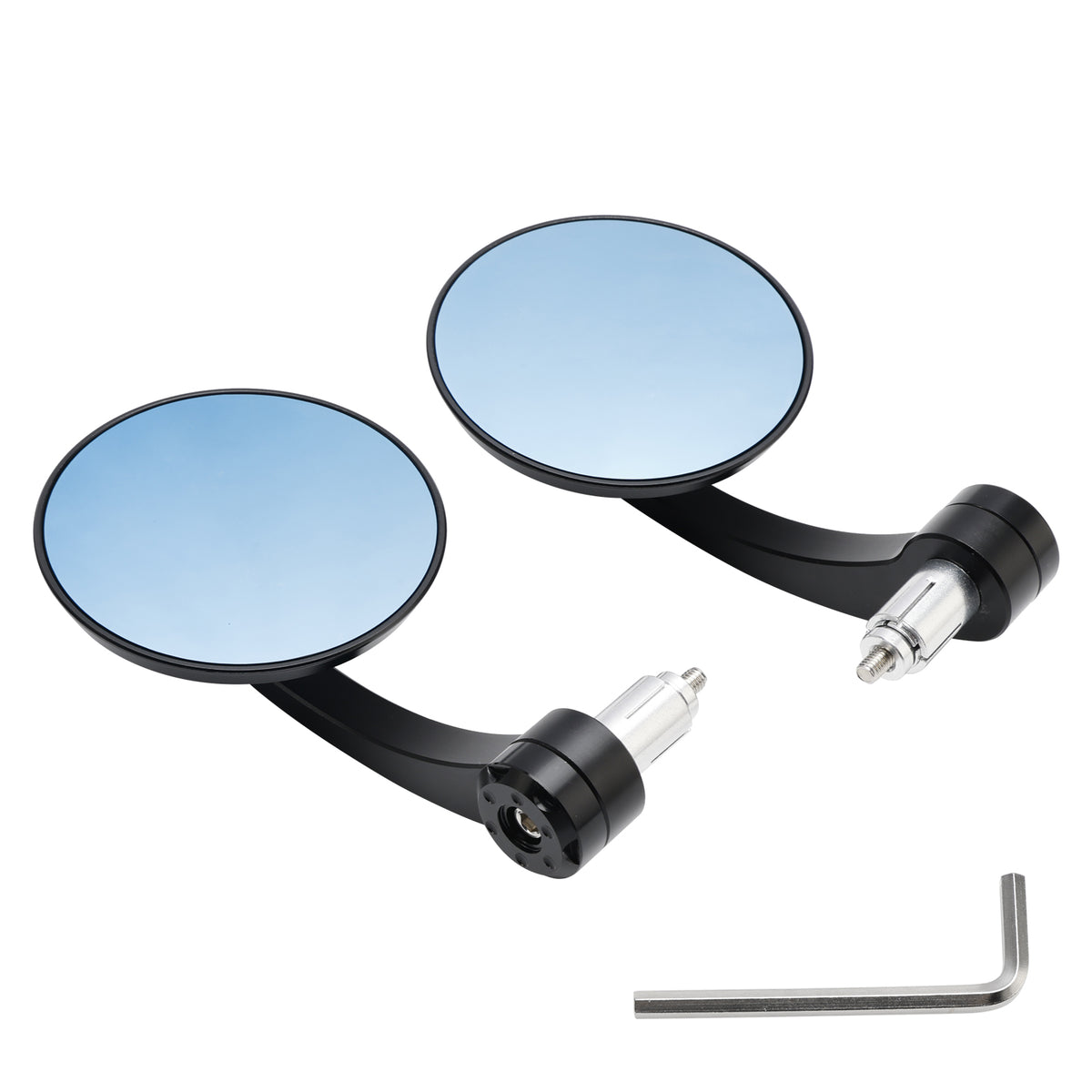 CNC ALU 7/8" Handle Bar End Rearview Mirrors Motorcycle Scooter Blue Mirror